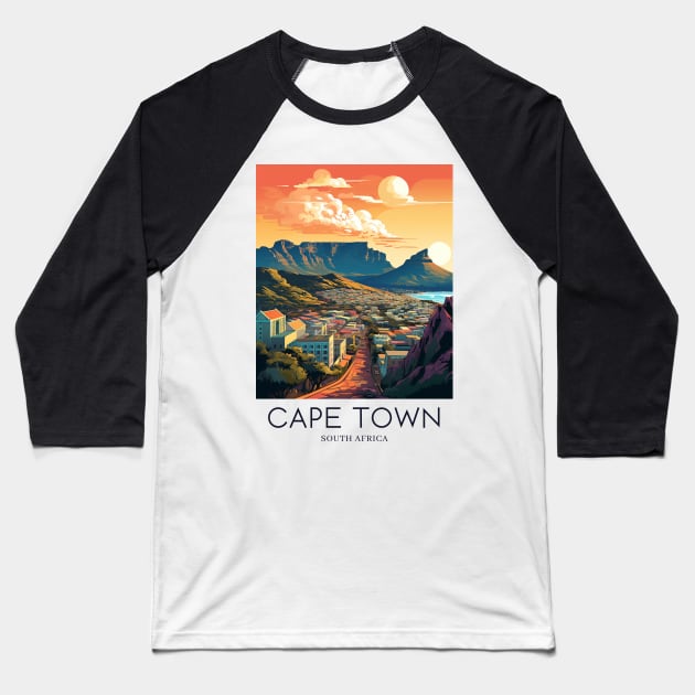 A Pop Art Travel Print of Cape Town - South Africa Baseball T-Shirt by Studio Red Koala